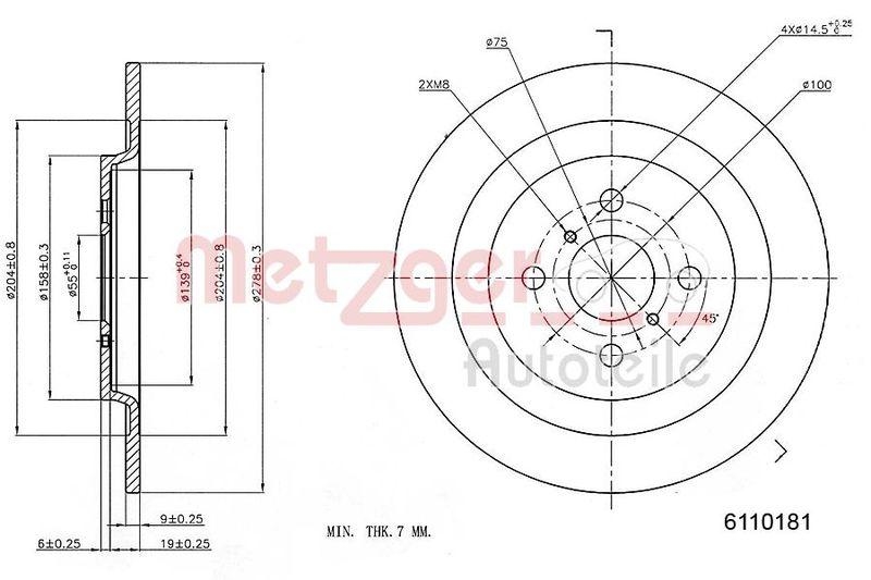 METZGER 6110181 Bremsscheibe Lack/Ks f&uuml;r TOYOTA HA