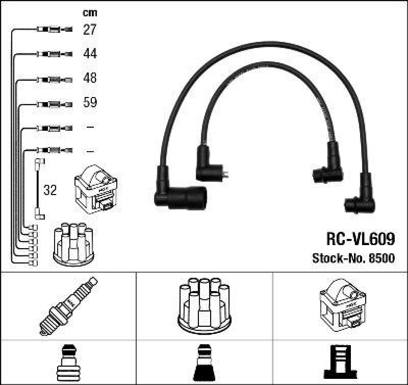 NGK 8500 Z&uuml;ndleitungssatz RC-VL609 |Z&uuml;ndkabel