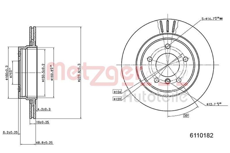 METZGER 6110182 Bremsscheibe Lack/Ks/Ms f&uuml;r BMW HA