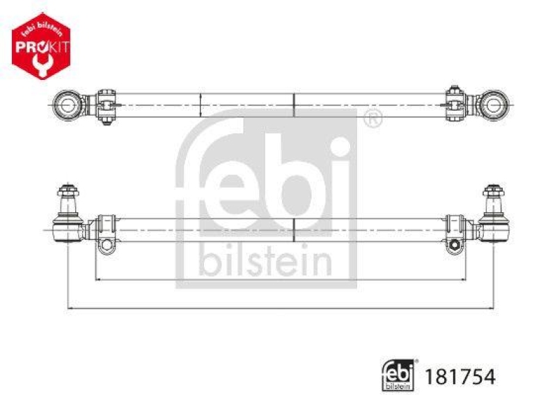 FEBI BILSTEIN 181754 Spurstange mit Kronenmuttern und Splinten f&uuml;r DAF