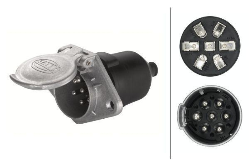 HELLA 8JB 003 833-011 Steckdose, 7 polig Flachstecker, Metall