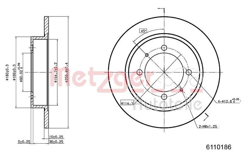 METZGER 6110186 Bremsscheibe Lack/Ks f&uuml;r VOLVO HA