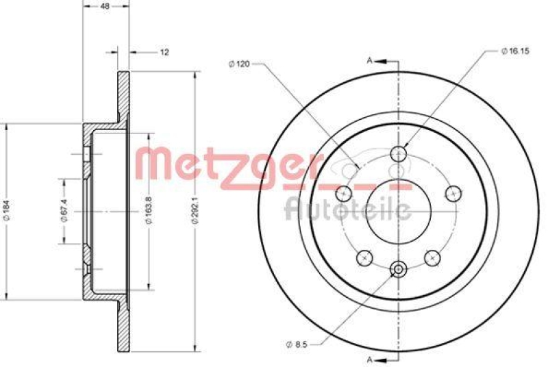 METZGER 6110188 Bremsscheibe Lack/Ks f&uuml;r OPEL/SAAB HA