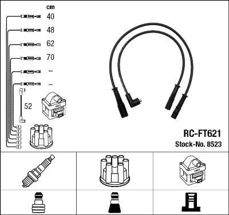 NGK 8523 Z&uuml;ndleitungssatz RC-FT621 |Z&uuml;ndkabel