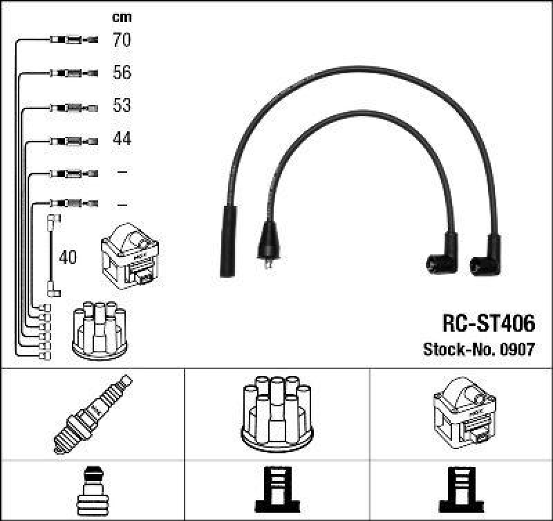 NGK 0907 Z&uuml;ndleitungssatz RC-ST406 |Z&uuml;ndkabel