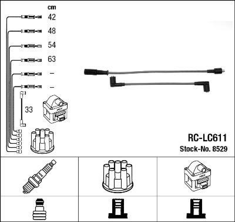 NGK 8529 Z&uuml;ndleitungssatz RC-LC611 |Z&uuml;ndkabel