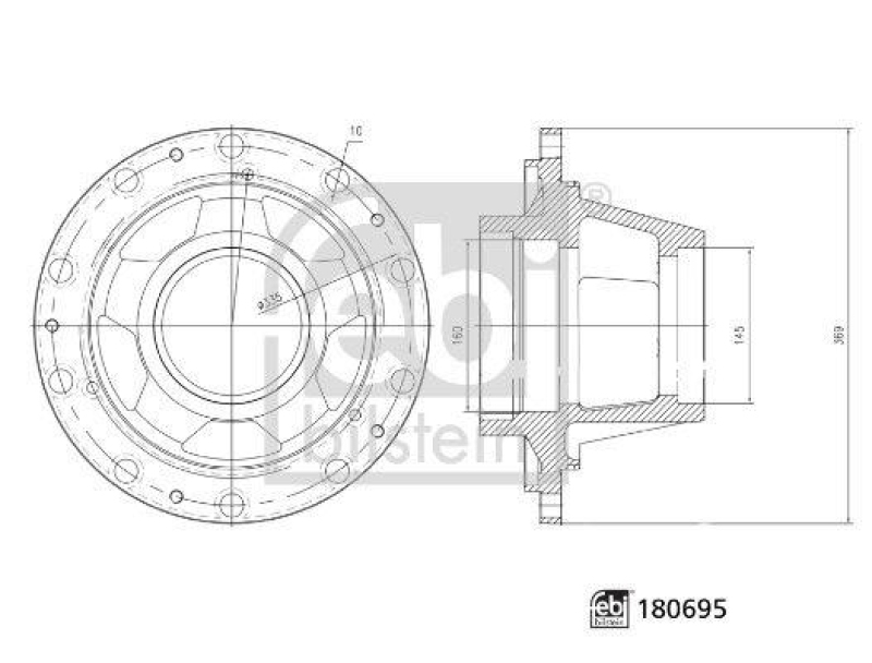 FEBI BILSTEIN 180695 Radnabe ohne Radlager f&uuml;r M A N