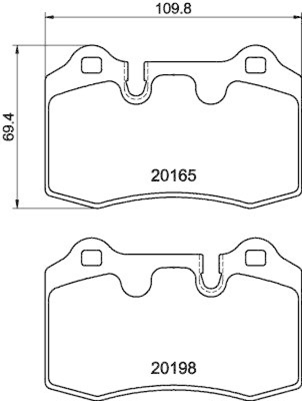 HELLA 8DB 355 015-881 Bremsbelagsatz, Scheibenbremsbelag f&uuml;r ASTON M.