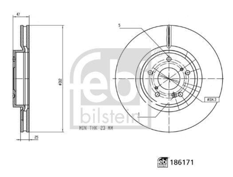 FEBI BILSTEIN 186171 Bremsscheibe f&uuml;r HONDA