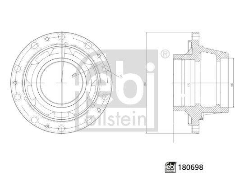 FEBI BILSTEIN 180698 Radnabe ohne Radlager f&uuml;r M A N