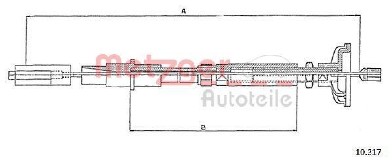 METZGER 10.317 Seilzug, Kupplungsbetätigung für VW