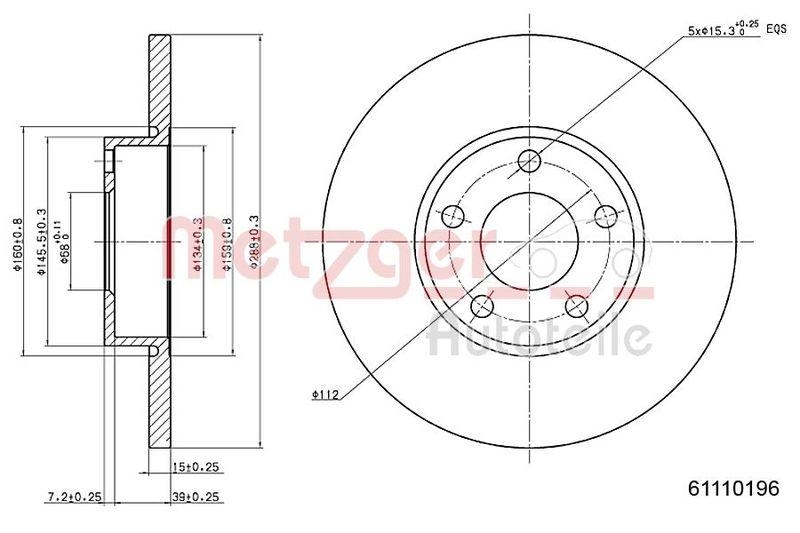METZGER 6110196 Bremsscheibe Lack/Ks f&uuml;r AUDI VA