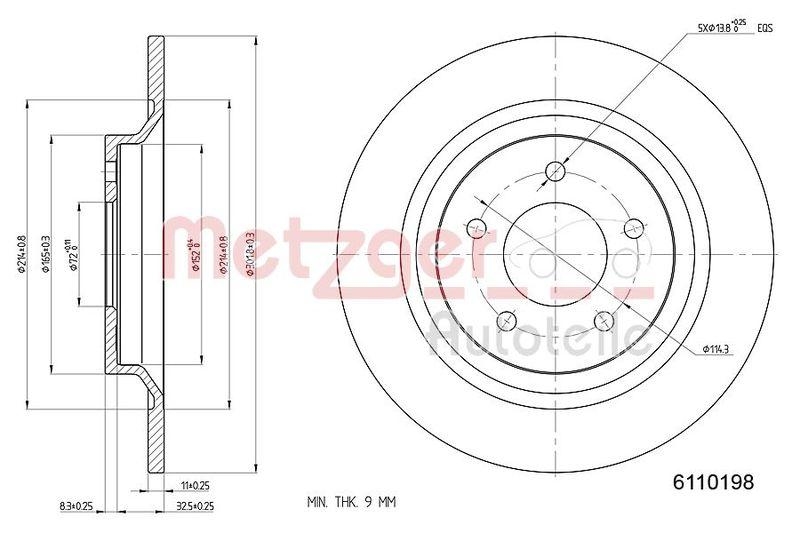 METZGER 6110198 Bremsscheibe Lack/Ks f&uuml;r MAZDA HA