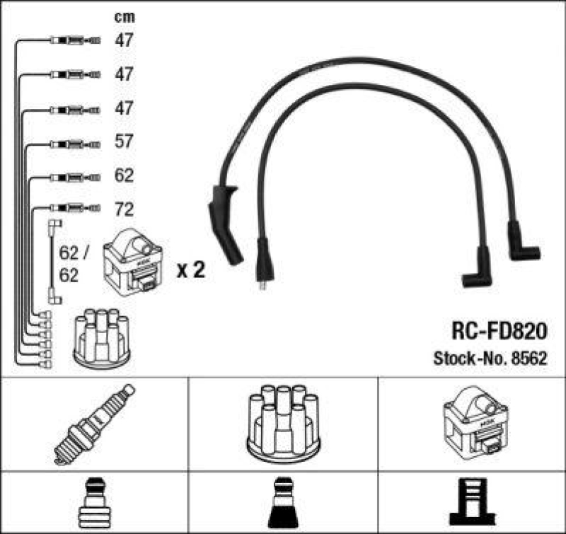 NGK 8562 Z&uuml;ndleitungssatz RC-FD820 |Z&uuml;ndkabel