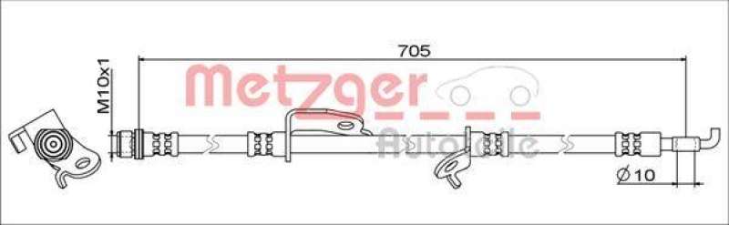 METZGER 4111012 Bremsschlauch f&uuml;r LEXUS/TOYOTA VA rechts