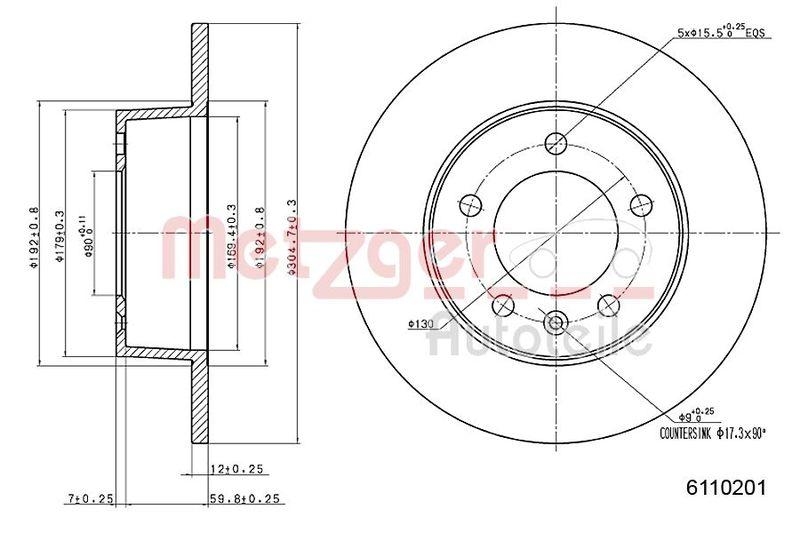 METZGER 6110201 Bremsscheibe Lack/Ks f&uuml;r OPEL/RENAULT HA