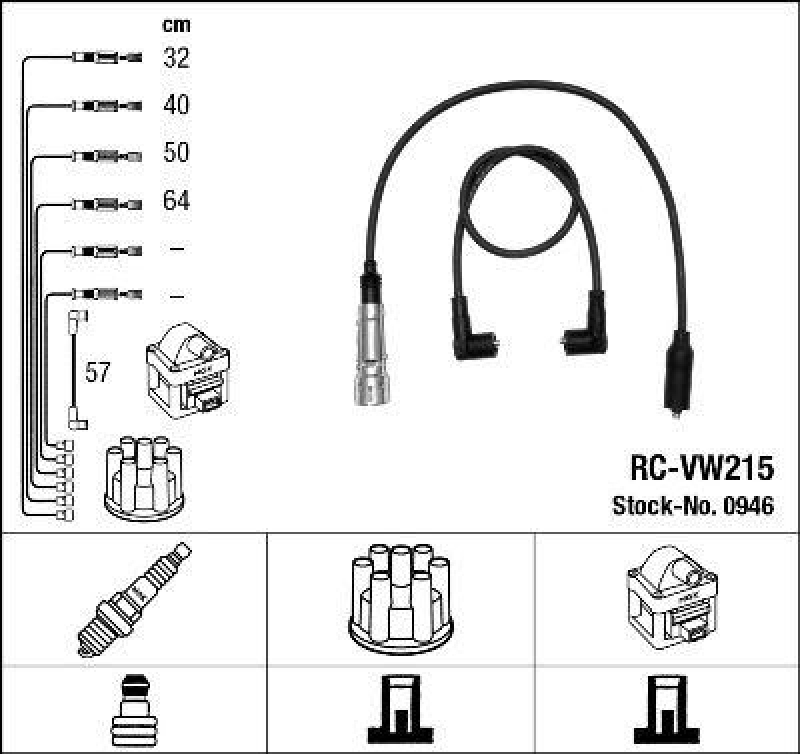NGK 0946 Z&uuml;ndleitungssatz RC-VW215 |Z&uuml;ndkabel