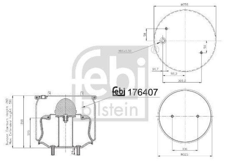 FEBI BILSTEIN 176407 Luftfederbalg mit Stahlkolben für Volvo