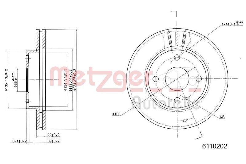 METZGER 6110202 Bremsscheibe Lack/Ks f&uuml;r MAZDA VA
