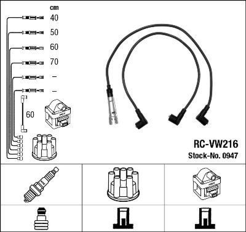 NGK 0947 Z&uuml;ndleitungssatz RC-VW216 |Z&uuml;ndkabel