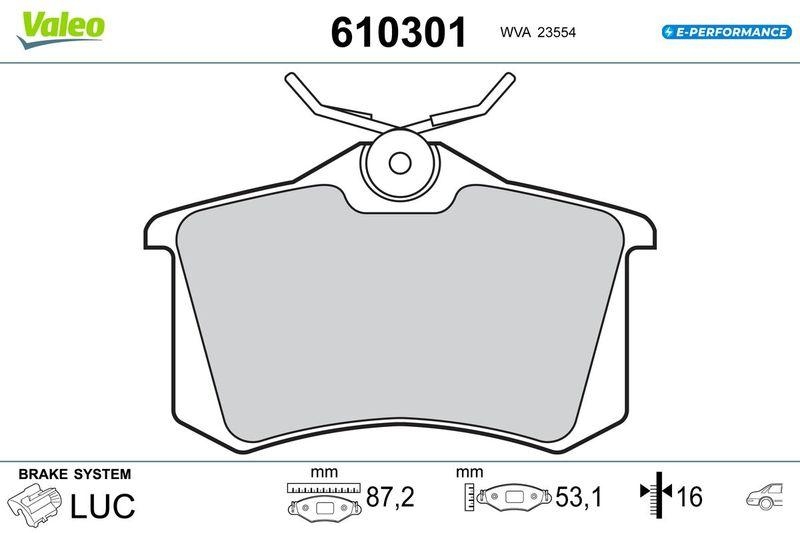 VALEO 610301 BRAKE PADS EV RENAULT SCENIC IV RR