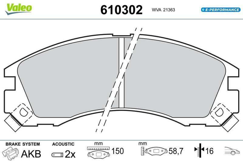 VALEO 610302 BRAKE PADS EV MITSUBISHI OUTLANDER FR