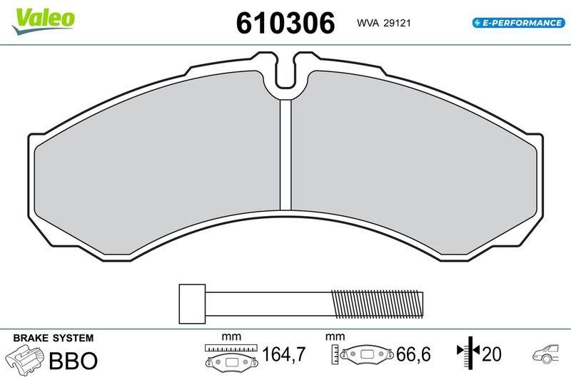 VALEO 610306 BRAKE PADS EV IVECO DAILY VI RR