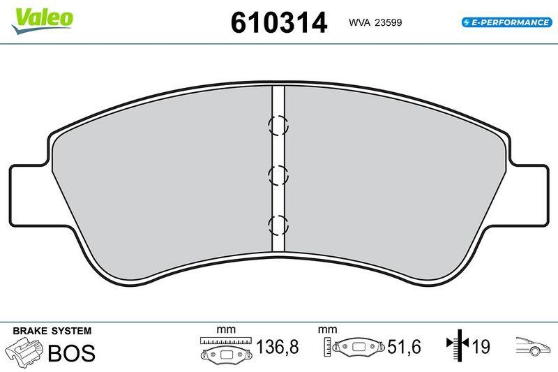 VALEO 610314 BRAKE PADS EV CITROEN BERLINGO FR