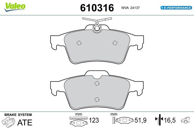 VALEO 610316 BRAKE PADS EV FORD C-MAX II RR