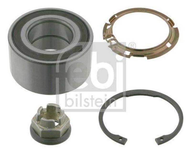 FEBI BILSTEIN 26887 Radlagersatz mit ABS-Impulsring, Achsmutter und Sicherungsring f&uuml;r Renault