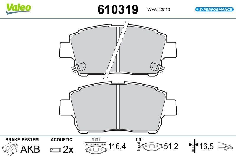 VALEO 610319 BRAKE PADS EV TOYOTA PRIUS FR