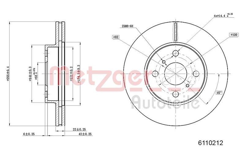METZGER 6110212 Bremsscheibe Lack/Ks f&uuml;r TOYOTA VA