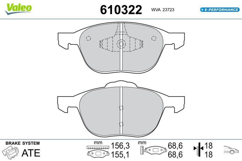 VALEO 610322 BRAKE PADS EV FORD C-MAX II FR