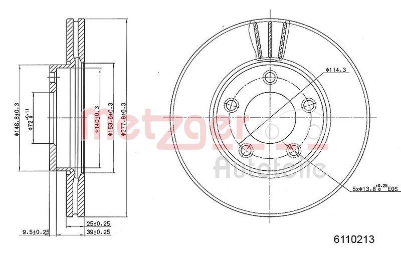 METZGER 6110213 Bremsscheibe Lack/Ks f&uuml;r MAZDA VA