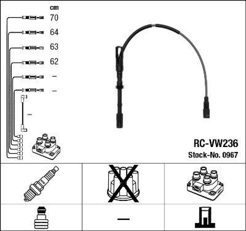 NGK 0967 Z&uuml;ndleitungssatz RC-VW236 |Z&uuml;ndkabel