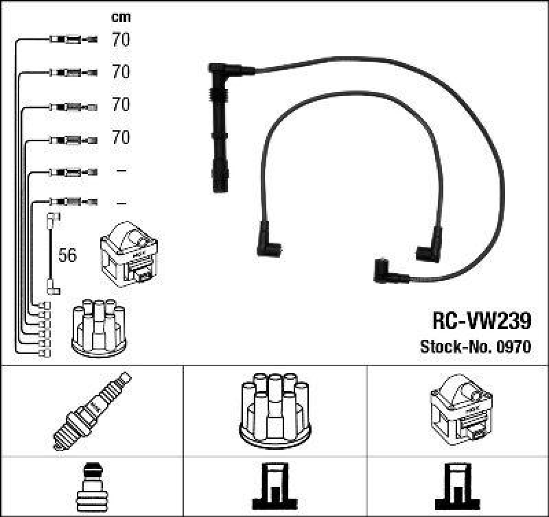 NGK 0970 Z&uuml;ndleitungssatz RC-VW239 |Z&uuml;ndkabel