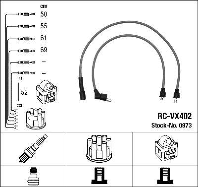 NGK 0973 Z&uuml;ndleitungssatz RC-VX402 |Z&uuml;ndkabel