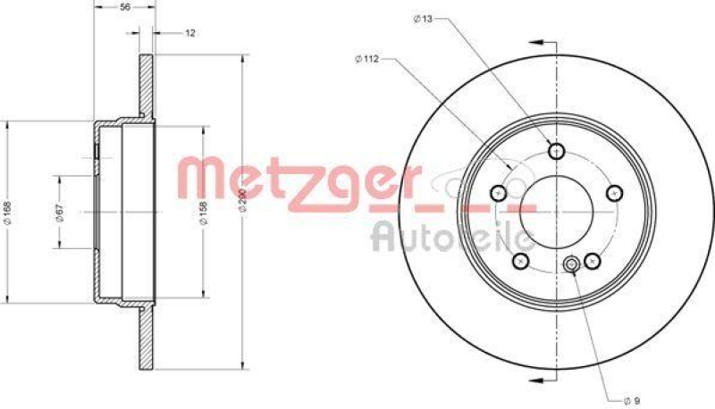 METZGER 6110218 Bremsscheibe Lack/Ks/Ms f&uuml;r MB HA