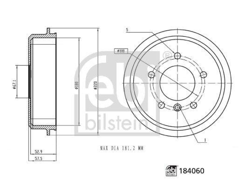 FEBI BILSTEIN 184060 Bremstrommel f&uuml;r Mercedes-Benz