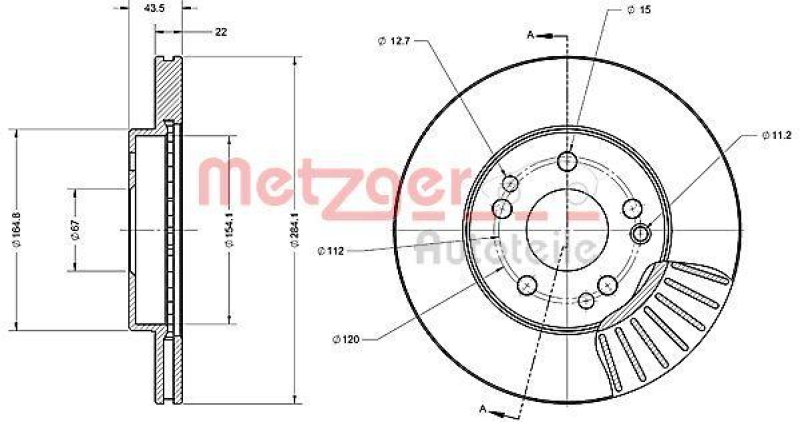 METZGER 6110223 Bremsscheibe Lack/Ks/Ms f&uuml;r MB VA