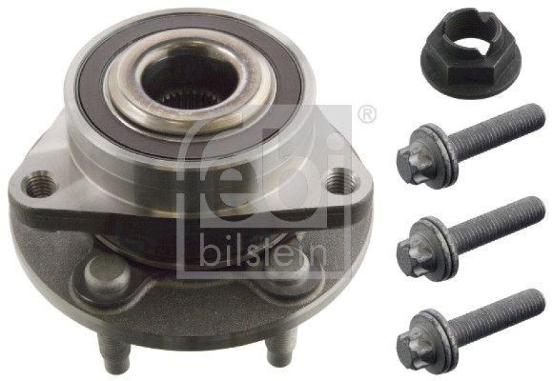 FEBI BILSTEIN 40098 Radlagersatz mit Radnabe, ABS-Impulsring und Anbaumaterial f&uuml;r Opel