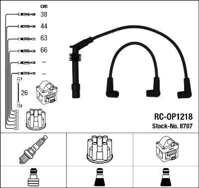 NGK 8707 Z&uuml;ndleitungssatz RC-OP1218 |Z&uuml;ndkabel