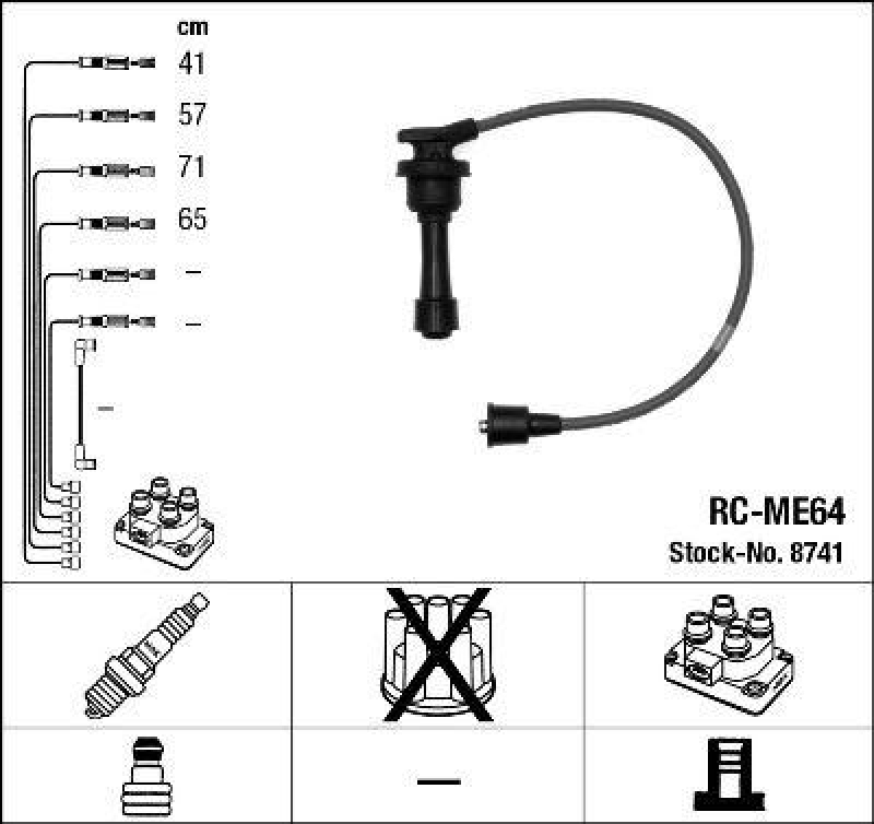 NGK 8741 Z&uuml;ndleitungssatz RC-ME64 |Z&uuml;ndkabel
