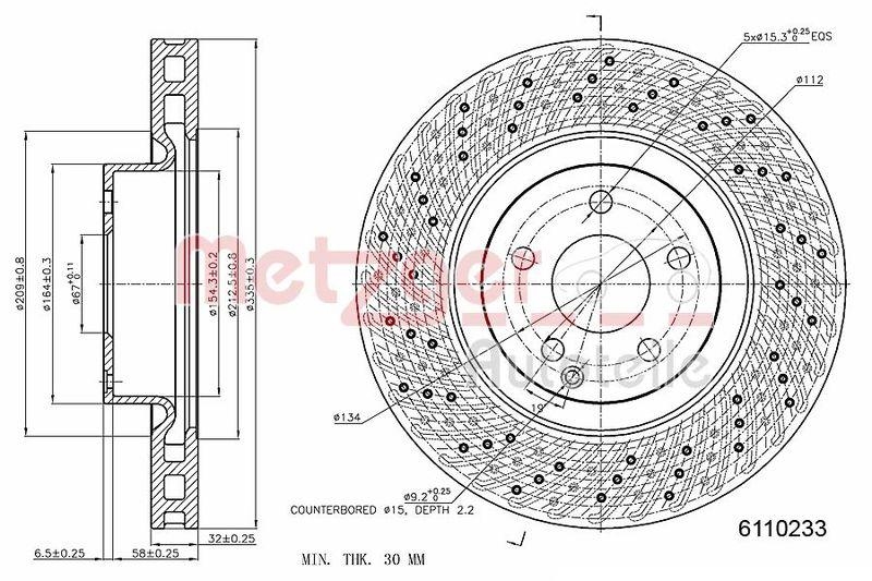 METZGER 6110233 Bremsscheibe Lack/Ks f&uuml;r MB VA