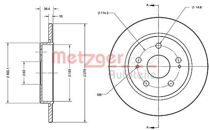 METZGER 6110234 Bremsscheibe Lack/Ks f&uuml;r TOYOTA HA