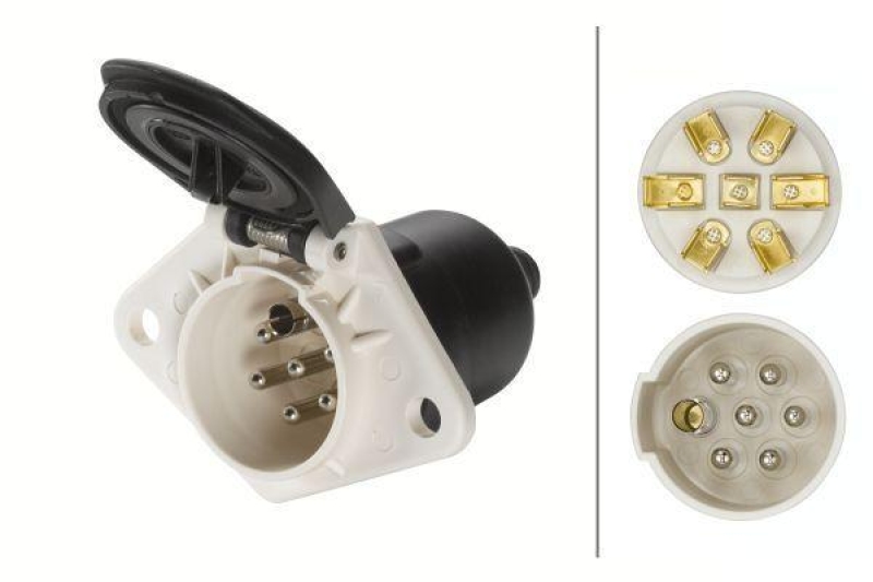 HELLA 8JB 008 085-051 Steckdose, 7 polig Flachstecker, Kunststoff