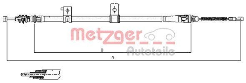 METZGER 17.6032 Seilzug, Feststellbremse f&uuml;r KIA hinten links