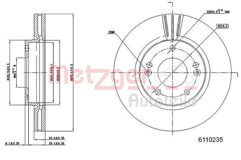 METZGER 6110235 Bremsscheibe Lack/Ks f&uuml;r HYUNDAI VA