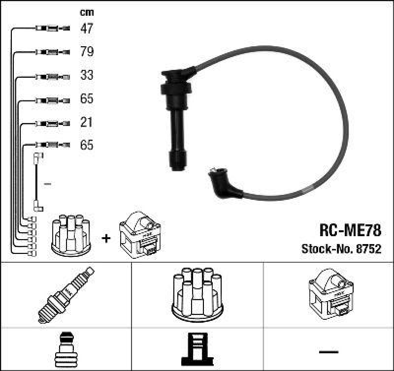 NGK 8752 Z&uuml;ndleitungssatz RC-ME78 |Z&uuml;ndkabel
