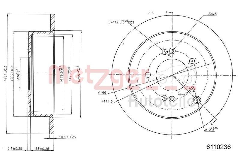 METZGER 6110236 Bremsscheibe Lack/Ks f&uuml;r HYUNDAI/KIA HA